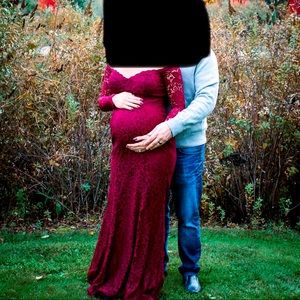 Maternity Fall Burgundy Small Red Photoshoot Gown